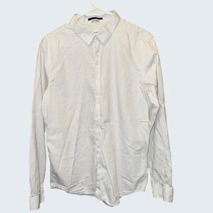 Calvin Klein Mens Slim Fit White Micro Dot Button Down Shirt Large L Long Sleeve